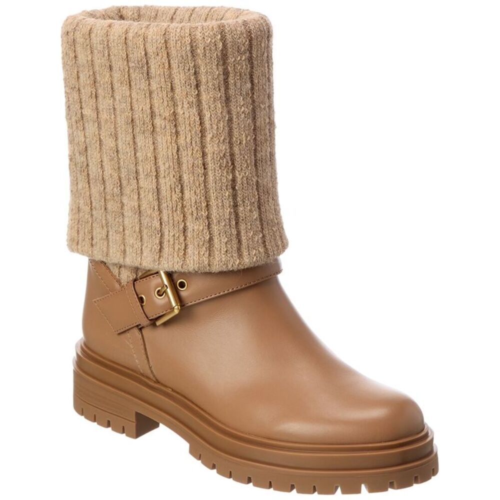 Gianvito Rossi Thurso 20 Knit & Leather Boot, Black